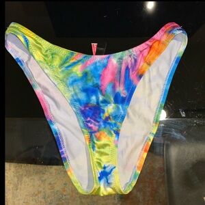 Bedroom Behavior tie dye high waisted bikini bottom medium retro 90s swim